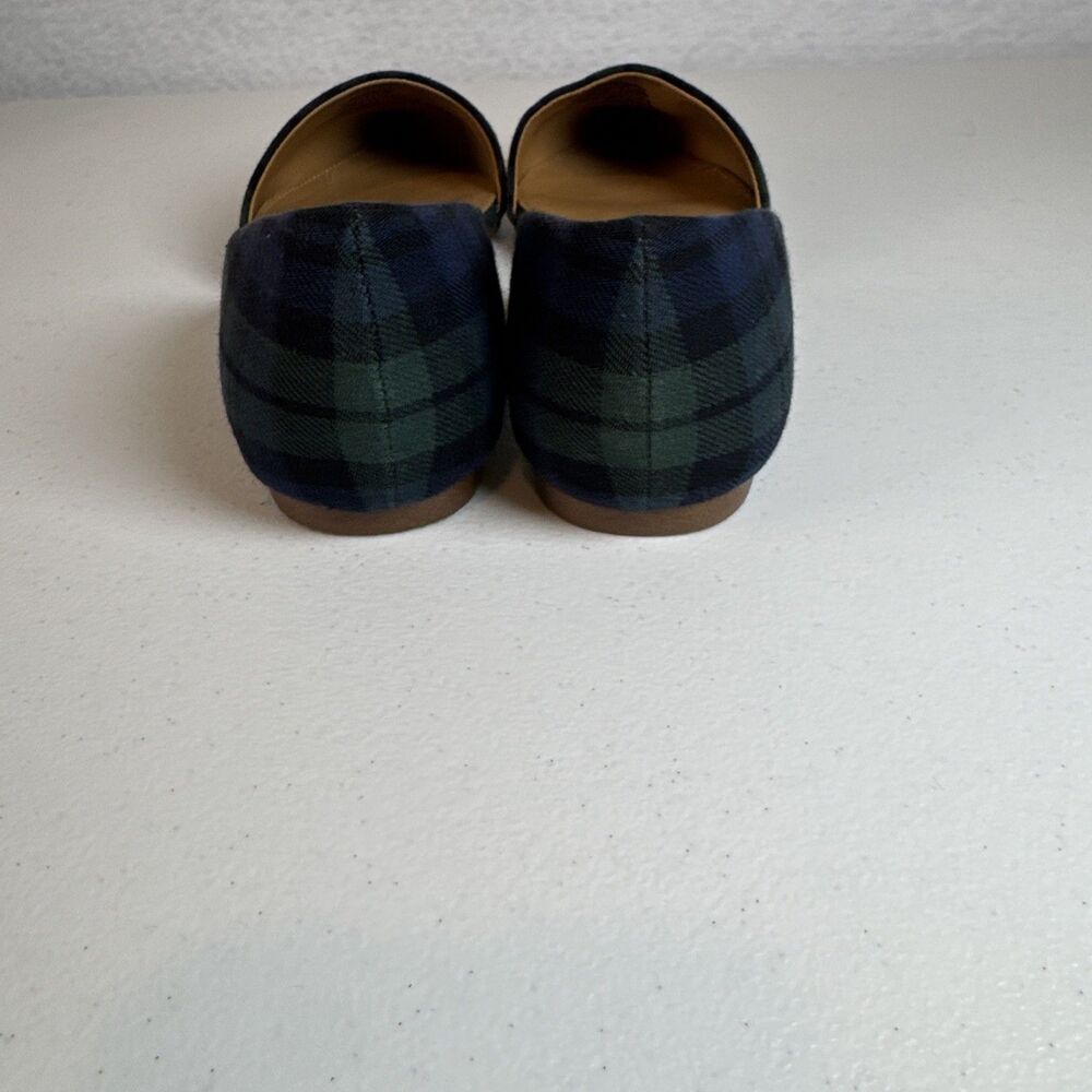J Crew Slip on Pointed Toe Green & Blue Plaid Shoes 6.5 - Picture 4 of 9